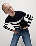 Soft Touch Striped Button Detail Jumper