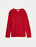 Soft Touch Crew Neck Button Detail Jumper