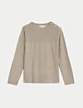 Soft Touch Crew Neck Button Detail Jumper