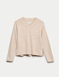 Ribbed V-Neck  Relaxed Jumper
