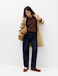 Ribbed V-Neck Longline Jumper