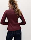 Soft Touch Crew Neck Peplum Fitted Cardigan