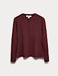 Soft Touch Crew Neck Peplum Fitted Cardigan