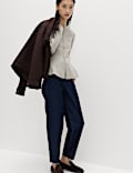 Soft Touch Crew Neck Peplum Fitted Cardigan