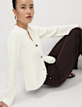 Soft Touch V-Neck Waisted Knitted Jacket