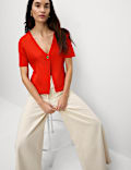 V-Neck Button Front Relaxed Cardigan