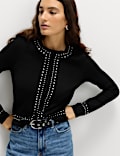 Stud Embellished Crew Neck Jumper