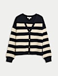 Soft Touch Striped V-Neck Cardigan