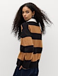 Striped Knitted Rugby Top with Wool