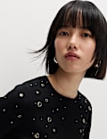Eyelet Detail Crew Neck Jumper