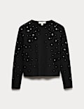 Eyelet Detail Crew Neck Jumper