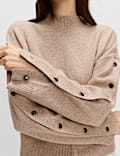 Soft Touch Funnel Neck Button Detail Jumper