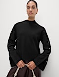 Soft Touch Funnel Neck Button Detail Jumper