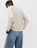 Lambswool Blend Crew Neck Seam Detail Relaxed Fit Jumper