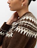 Fairisle Crew Neck Slim Fit Jumper with Wool