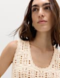 Pure Cotton Pointelle Knitted Vest
