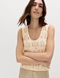 Pure Cotton Pointelle Knitted Vest