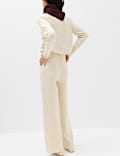 Cable Knit High Waisted Wide Leg Knitted Trousers