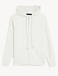 Soft Touch Textured Zip Up Relaxed Hoodie