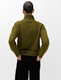 Funnel Neck Seam Detail Relaxed Jumper With Wool