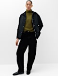 Funnel Neck Seam Detail Relaxed Jumper With Wool