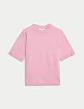 Air-Yarn Crew Neck Knitted Top