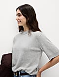 Air-Yarn Crew Neck Knitted Top