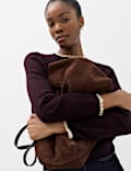 Lace Detail Crew Neck Jumper with Wool