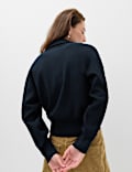 Rayon Rich Collared Zip Up Relaxed Jumper