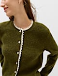 Lace Detail Crew Neck Cardigan