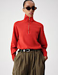 Funnel Neck Half Zip Relaxed Jumper