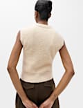Boucle Crew Neck Slim Fit Knitted Vest With Wool