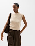 Boucle Crew Neck Slim Fit Knitted Vest With Wool