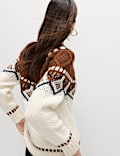 Fair Isle Cable Knit Crew Neck Jumper