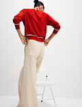 Crew Neck Tipped Detail Button Front Cardigan