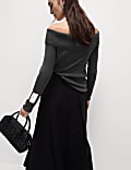 Ribbed Knitted Bardot Top