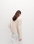 Textured Crew Neck Cropped Jumper With Wool