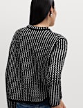 Textured Crew Neck Cropped Jumper With Wool