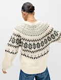 Fair Isle Crew Neck Relaxed Jumper with Wool