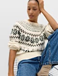 Fair Isle Crew Neck Relaxed Jumper with Wool