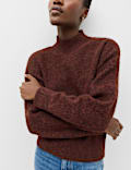 Crew Neck Drop Sleeve Relaxed Fit Jumper With Wool