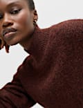 Crew Neck Drop Sleeve Relaxed Fit Jumper With Wool