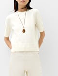 Slim Fit Hairy Crew Neck Knitted Top