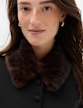 Faux Fur Animal Print Collared Button Front Cardigan