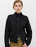 Lambswool Blend Funnel Neck Relaxed Knitted Jacket