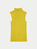 Ribbed Funnel Neck Knitted Vest