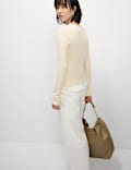 Ribbed V-Neck Button Front Cardigan