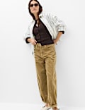 Ribbed Slim Fit Cropped Cardigan with Wool