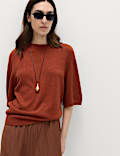 Relaxed Fit Knitted Top With Linen
