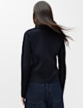 Embellished Collared Fitted Cardigan with Wool